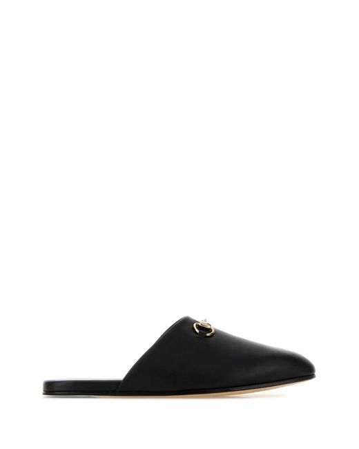 Gucci Black Horsebit Leather Mules for men