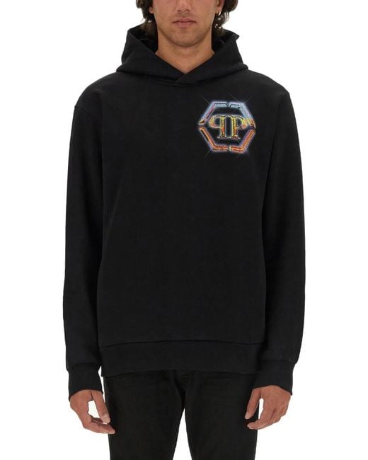 Philipp Plein Black Sweatshirt With Logo for men