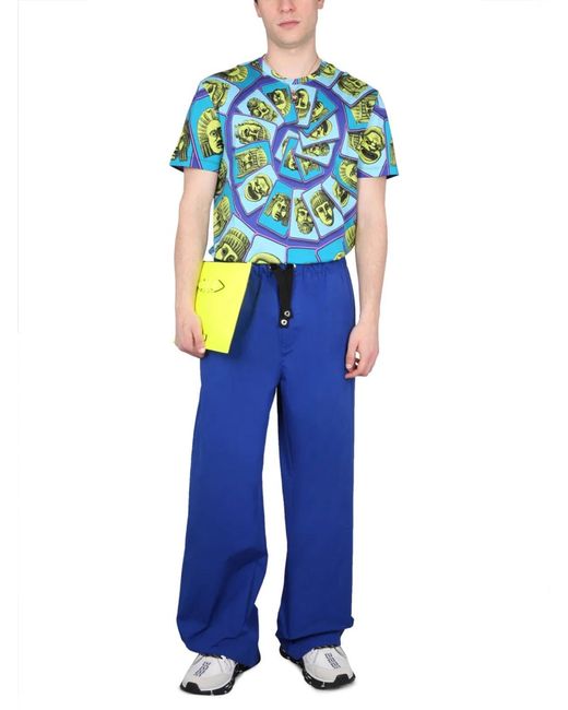 Versace Blue Drawstring Pants for men