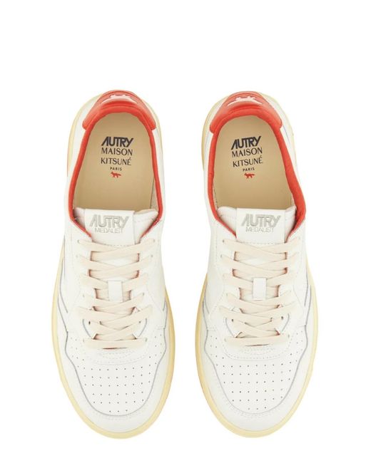 Autry X Maison Kitsune White "Medalist Low" Sneaker