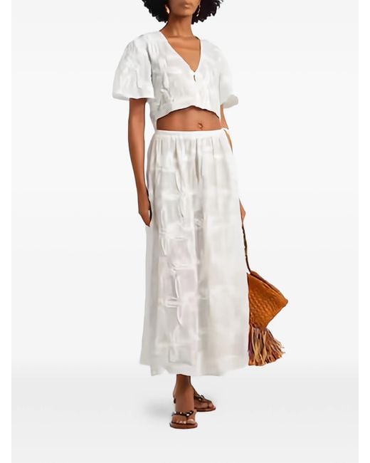 Farm Rio White Blouse With Embroidered Details