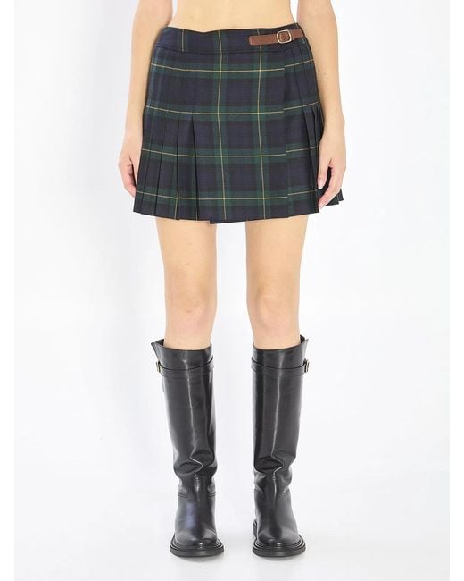 Céline Blue Wool Mini Skirt