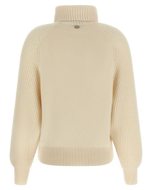 Agnona Natural High Neck Sweater With Zip