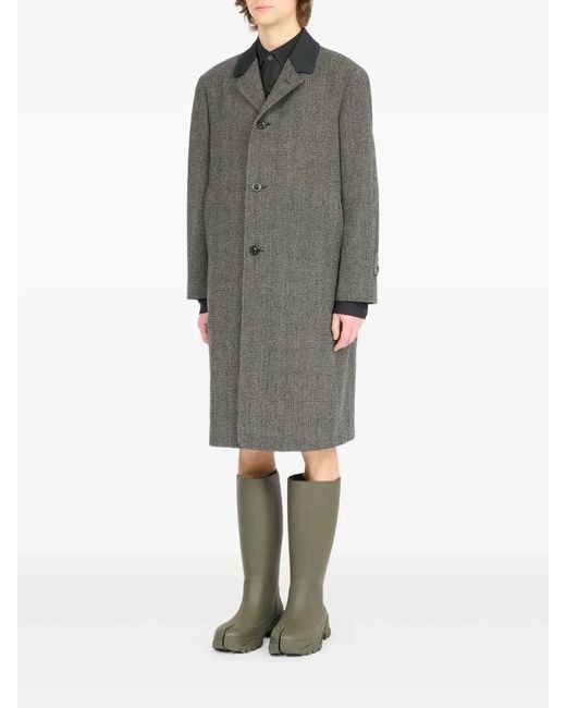 Maison Margiela Gray Virgin Wool Polyamide Nylon Coat for men