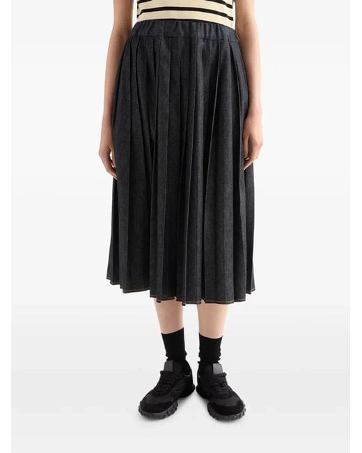 Jil Sander Black Denim Midi Round Skirt