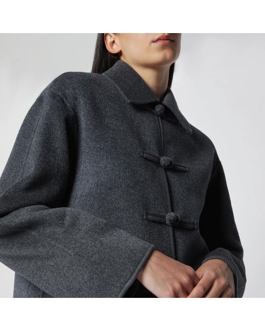 Rohe Black Dark Mélange Double-Faced Wool Jacket With Pankou Closure