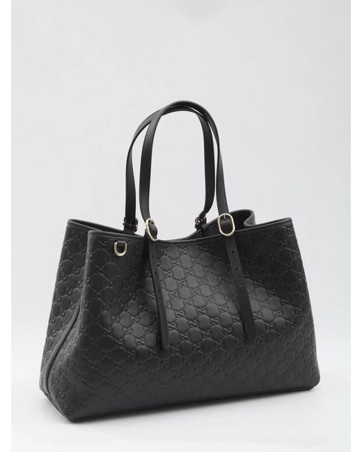 Gucci Black Gg Emblem Large Shopping Bag