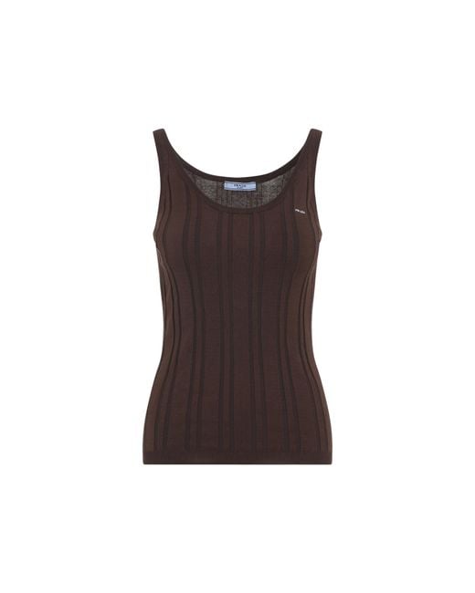 Prada Brown Cotton Blend Tank Top