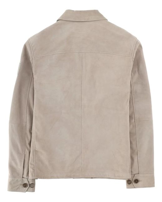 Belstaff Natural Solid Shirt Collar Jacket for men