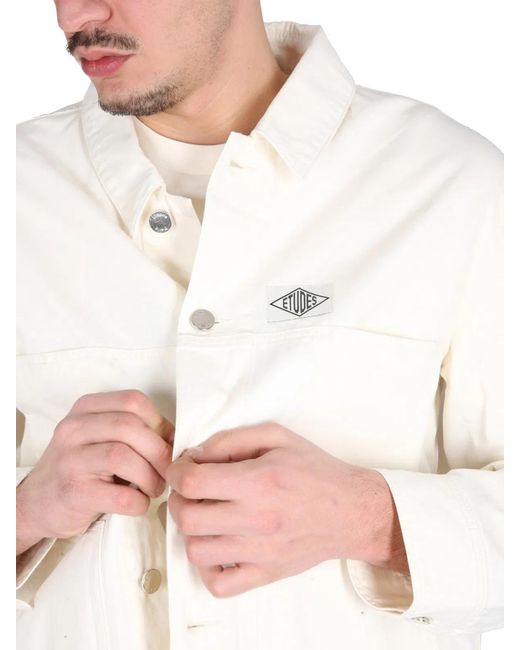 Etudes Studio White Cotton Shirt Jacket for men