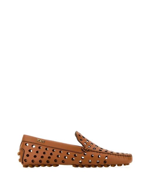 Tod's Brown Gommino 22L Pantofola Fori Lett