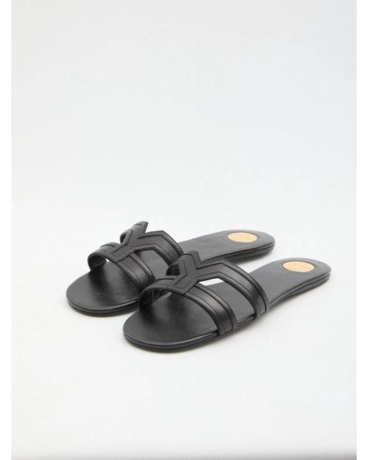 Saint Laurent White Mabrouka Leather Sandals