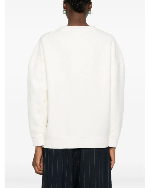 Max Mara White Wool Crewneck Sweater