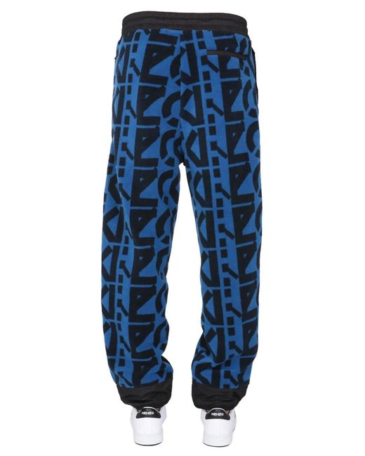 KENZO Blue Jogging Pants With Monogram Logo for men