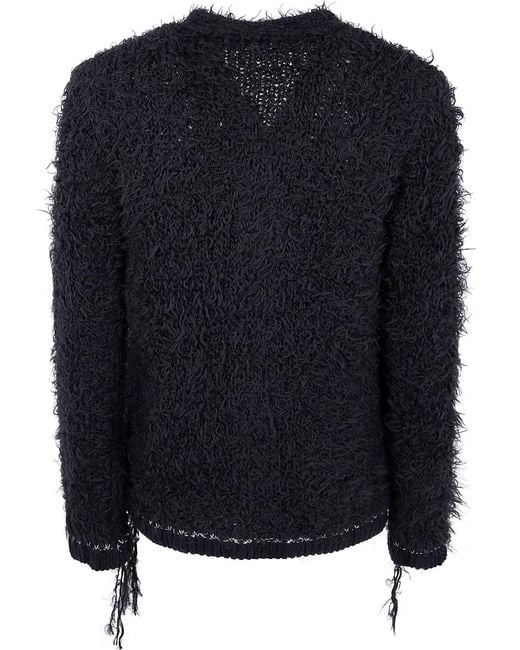 Sacai Blue Furry Knit Cardigan for men