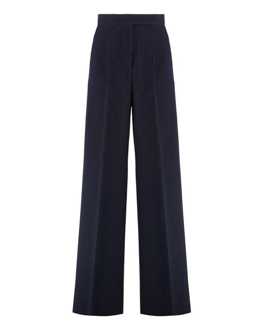 Max Mara Blue Osol Virgin Wool Trousers