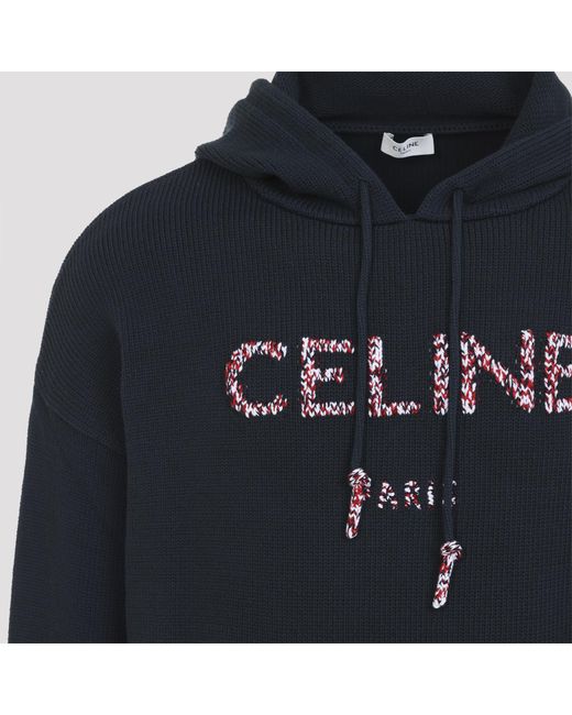 Céline Blue Knit Hoodie for men