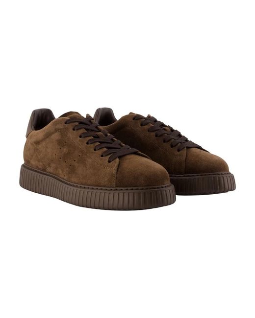 Hogan Brown Leather Flat Shoes for men