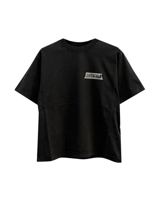 Balenciaga Black Cotton T-Shirts Medium Fit