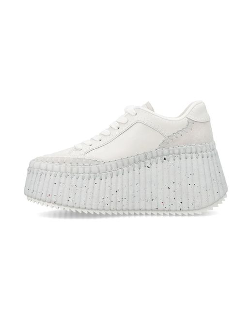 Chloé White Nama Wedge Sneaker