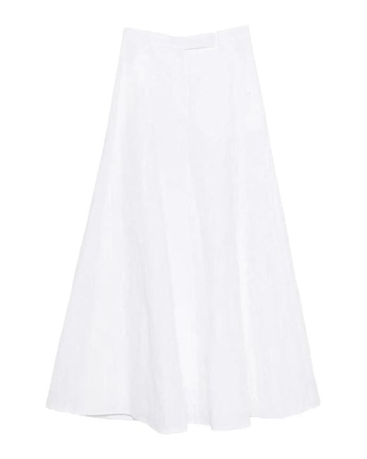 Brunello Cucinelli White Linen Cotton Skirt