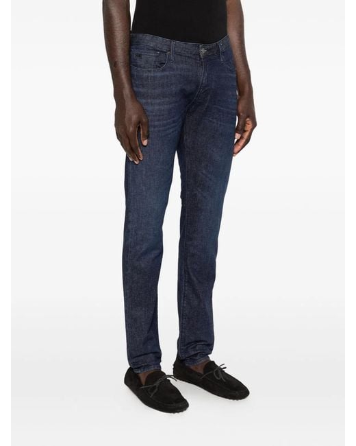 Emporio Armani Blue Cotton Elastane Pockets Pants
