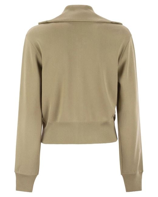 Autry Green Knitted Tennis-Style Zip Sweatshirt