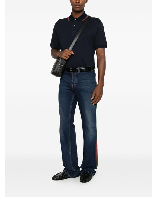 Gucci Blue Cotton Piqué Jersey Polo Shirt for men