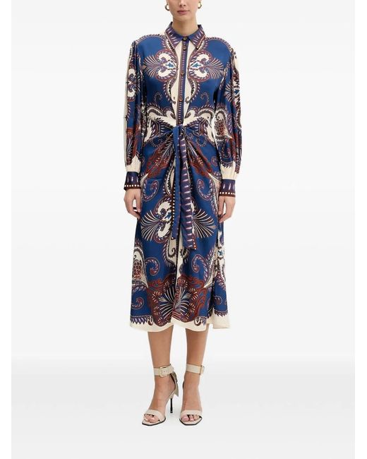 Farm Rio Blue Shirt Dress With Print