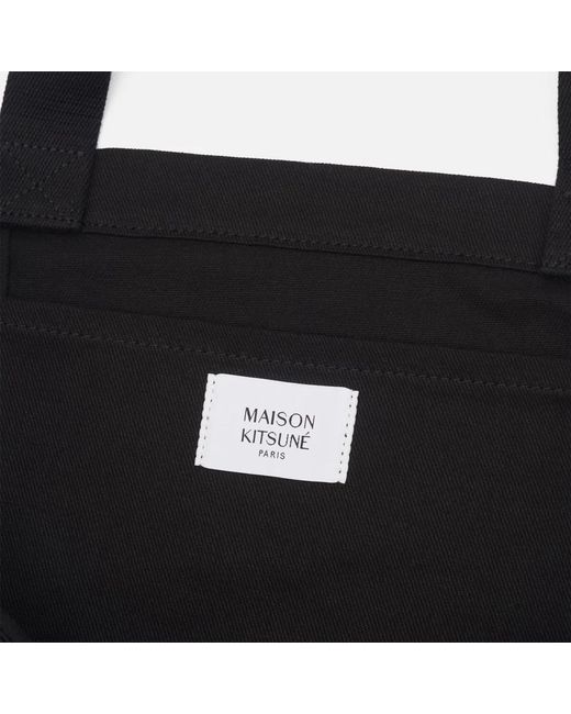 Maison Kitsuné Black Maison Kitsuné Double Fox Head Tote for men