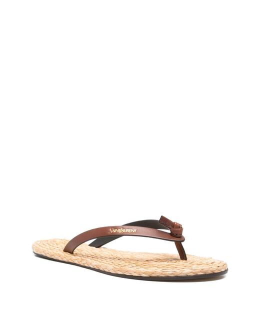 Saint Laurent Multicolor Woven-Sole Leather Sandals
