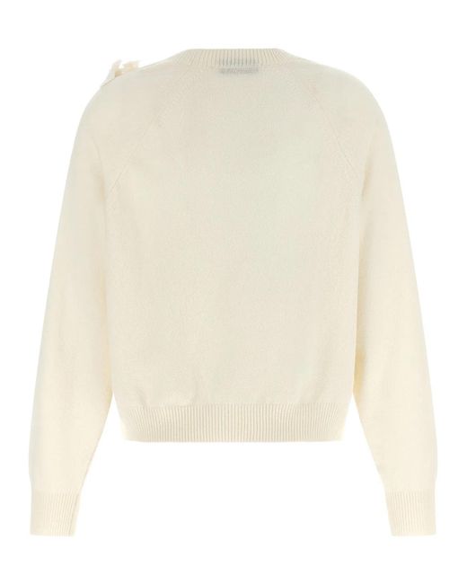 Alberta Ferretti White Embroidered Flower Sweater