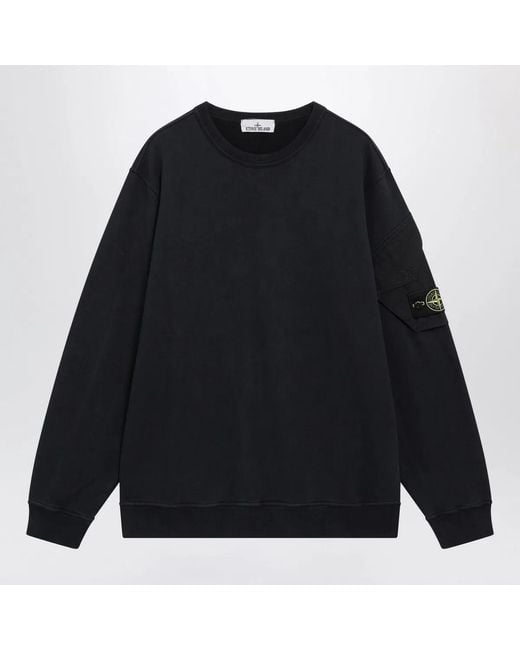 Stone Island Black Logo-Patch Pocket Sweatshirt for men