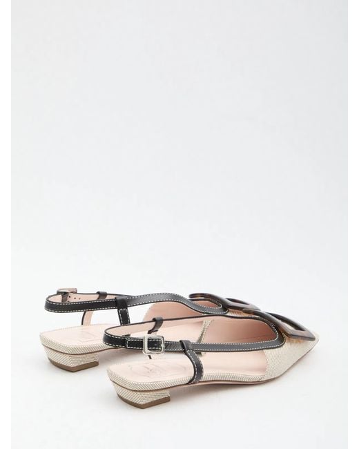 Roger Vivier White Belle Vivier Slingback Ballerinas