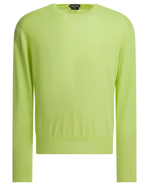 Tom Ford Green Cotton Crewneck Sweater for men