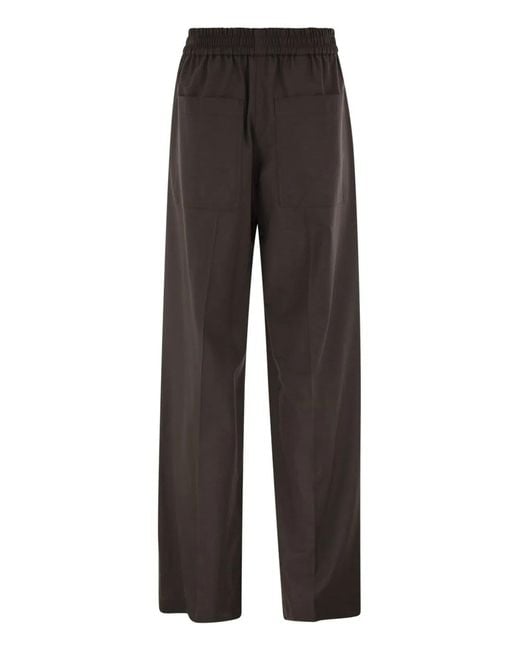 Brunello Cucinelli Black Stretch Virgin Wool Fluid Trousers