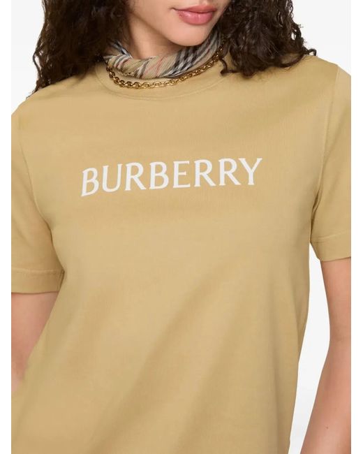 Burberry Natural Cotton T-Shirt With Logo