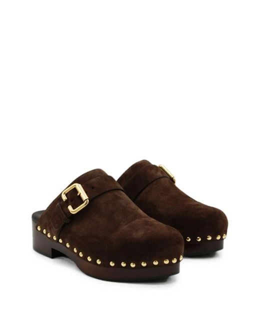 Chloé Brown Leather Mules