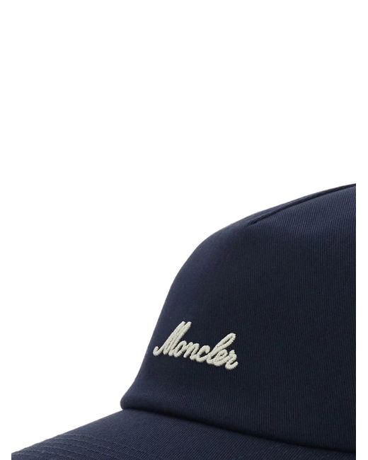 Moncler Blue Cotton Baseball Cap for men