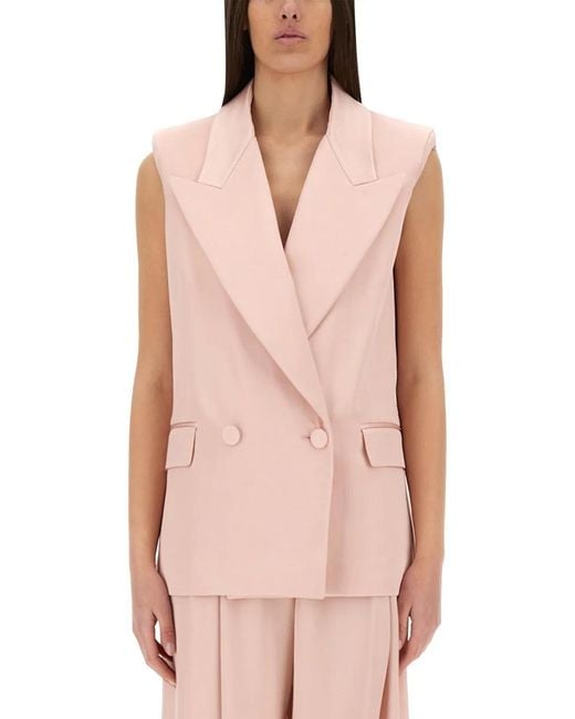 Nina Ricci Pink Double-Breasted Sleeveless Jacket