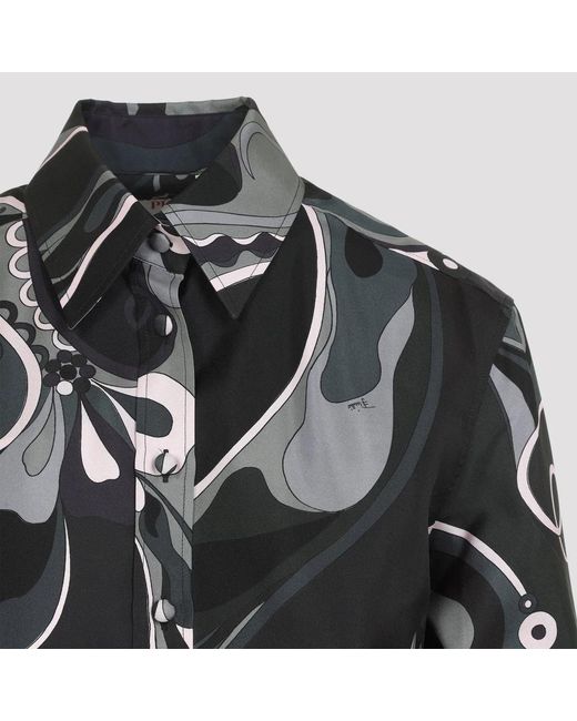 Emilio Pucci Black Orchid Print Shirt