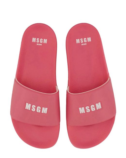 MSGM Pink Slide Sandal With Logo