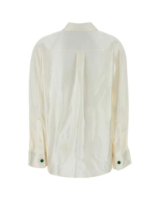 Bottega Veneta White Fluid Silk Satin Shirt