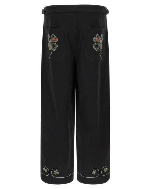 Bode Black 'Lucky Draw' Pants for men