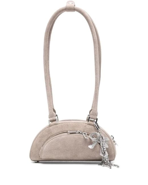 Self-Portrait White Suede Mini Shoulder Bag