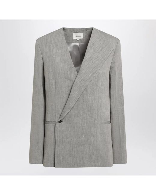 Loulou de Saison Gray Suna Tailored Jacket With An Asymmetric Opening And Lapel