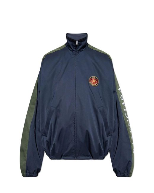 Balenciaga Blue Cotton Jacket With Stand-Up Collar for men