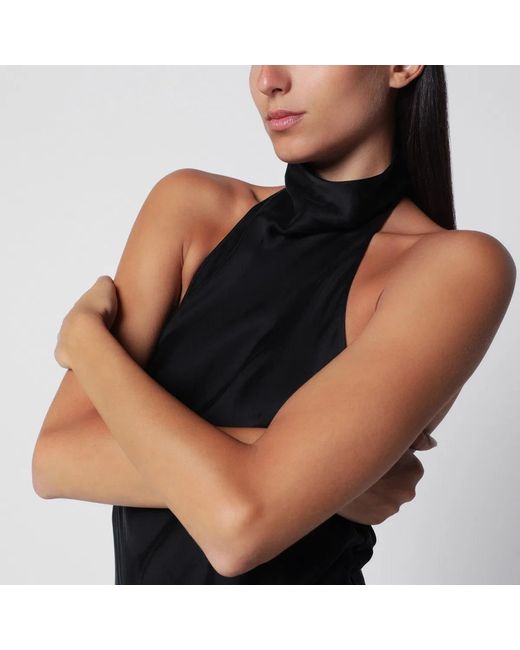 ANDAMANE Black Tish Cupro Satin Maxi Dress