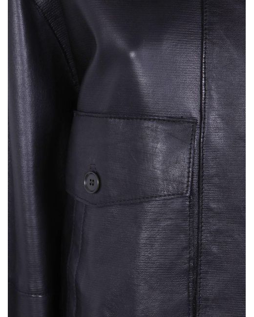 P.A.R.O.S.H. Blue Lamb Leather Coat