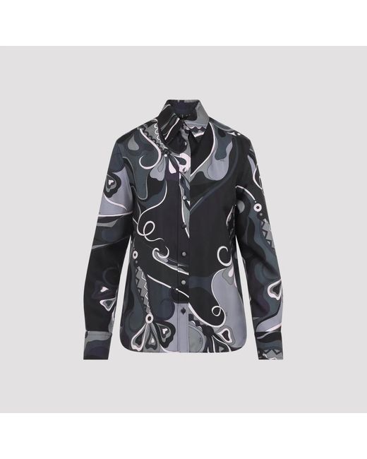 Emilio Pucci Black Orchid Print Shirt